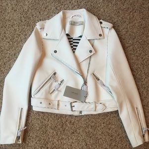 NEW ZARA Basic Outerwear White Biker Jacket